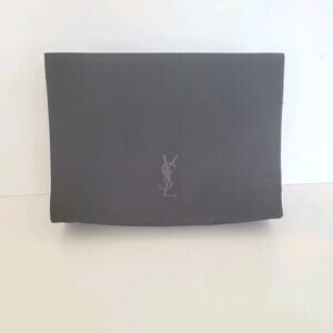 Yves Saint Laurent YSL Bag Pouch Toiletry Cosmetic Black Medium Logo Zip